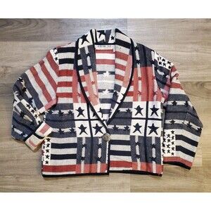 American Flag Womens Tapestry Blazer Sz Small Petite Patriotic Texas USA